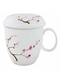 Кружка с крышкой и ситечком "Цветущая сакура" (360 мл)